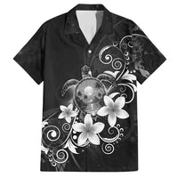 Hawaii Honu Family Matching Long Sleeve Bodycon Dress and Hawaiian Shirt Polynesian Curves Plumeria Grayscale - Polynesian Pride