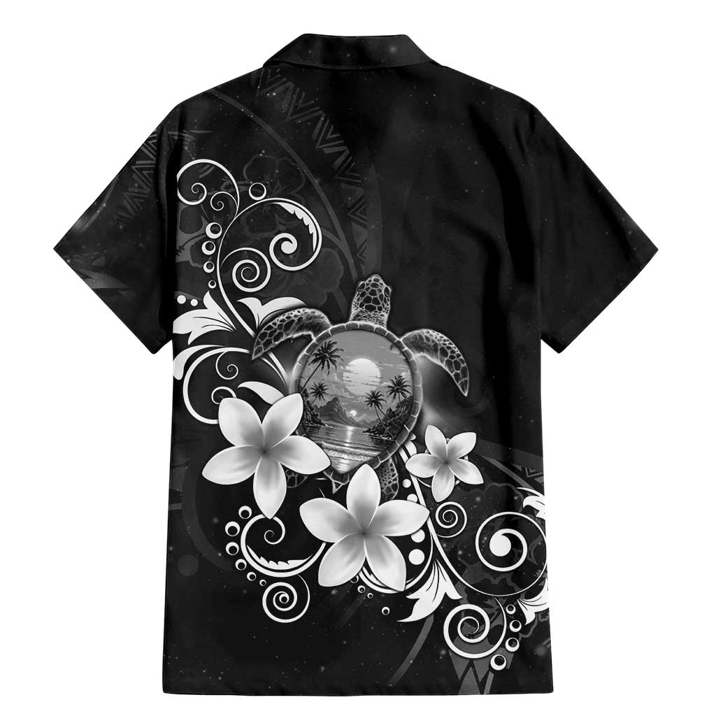 Hawaii Honu Family Matching Mermaid Dress and Hawaiian Shirt Polynesian Curves Plumeria Grayscale - Polynesian Pride