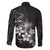 Hawaii Honu Family Matching Off The Shoulder Long Sleeve Dress and Hawaiian Shirt Polynesian Curves Plumeria Grayscale - Polynesian Pride