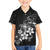 Hawaii Honu Family Matching Off The Shoulder Long Sleeve Dress and Hawaiian Shirt Polynesian Curves Plumeria Grayscale - Polynesian Pride