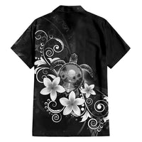 Hawaii Honu Family Matching Off Shoulder Maxi Dress and Hawaiian Shirt Polynesian Curves Plumeria Grayscale - Polynesian Pride