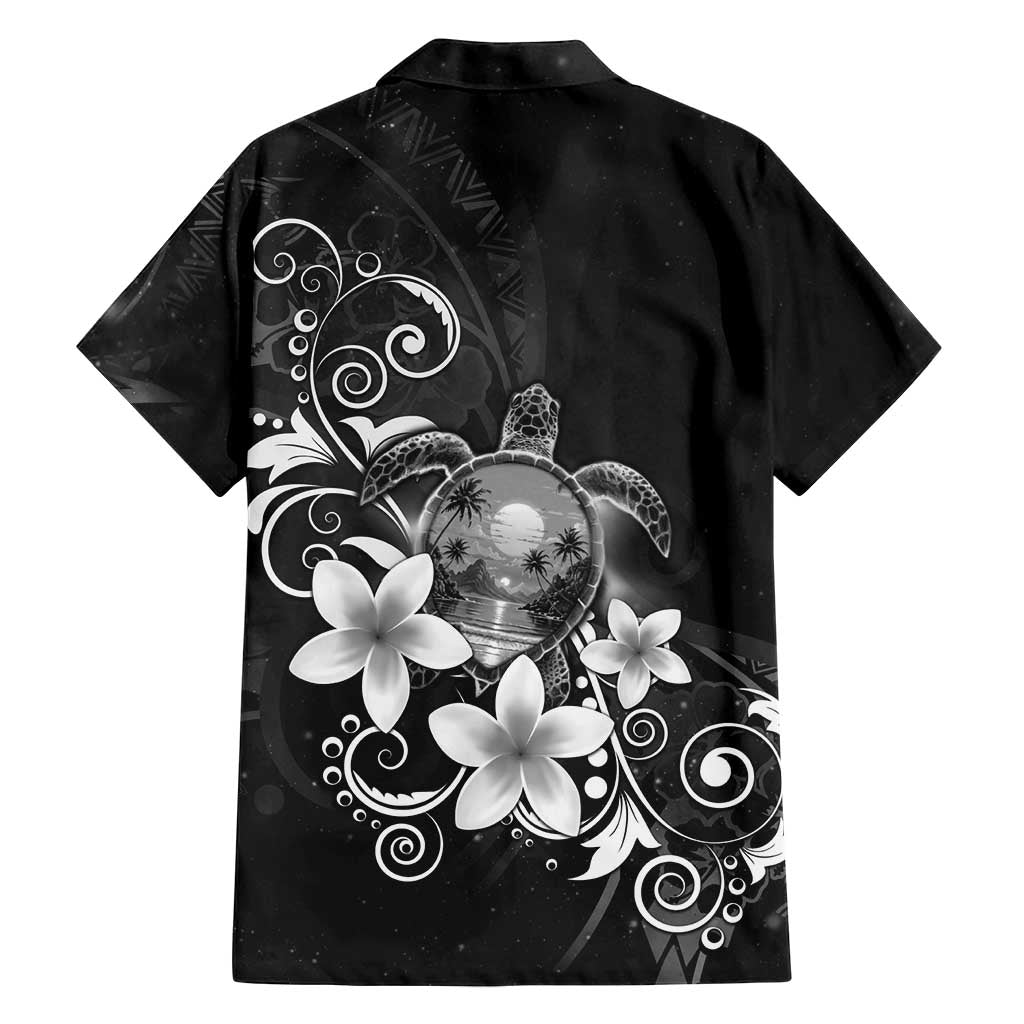 Hawaii Honu Family Matching Summer Maxi Dress and Hawaiian Shirt Polynesian Curves Plumeria Grayscale - Polynesian Pride