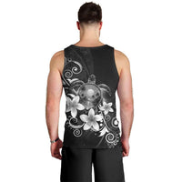 Hawaii Honu Men Tank Top Polynesian Curves Plumeria Grayscale - Polynesian Pride