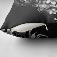 Hawaii Honu Pillow Cover Polynesian Curves Plumeria Grayscale - Polynesian Pride