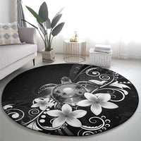 Hawaii Honu Round Carpet Polynesian Curves Plumeria Grayscale - Polynesian Pride