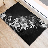 Hawaii Honu Rubber Doormat Polynesian Curves Plumeria Grayscale - Polynesian Pride