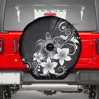 Hawaii Honu Spare Tire Cover Polynesian Curves Plumeria Grayscale - Polynesian Pride
