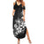 Hawaii Honu Summer Maxi Dress Polynesian Curves Plumeria Grayscale - Polynesian Pride