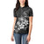 Hawaii Honu Women Polo Shirt Polynesian Curves Plumeria Grayscale - Polynesian Pride