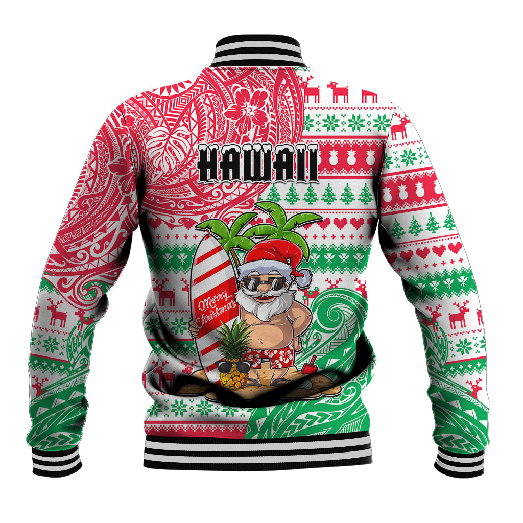 Hawaii Christmas Baseball Jacket Santa Claus Surf Mele Kalikimaka LT05 - Polynesian Pride