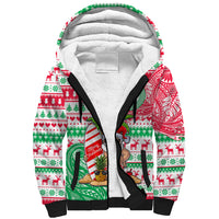 Hawaii Christmas Sherpa Hoodie Santa Claus Surf Mele Kalikimaka LT05 Unisex Red - Polynesian Pride