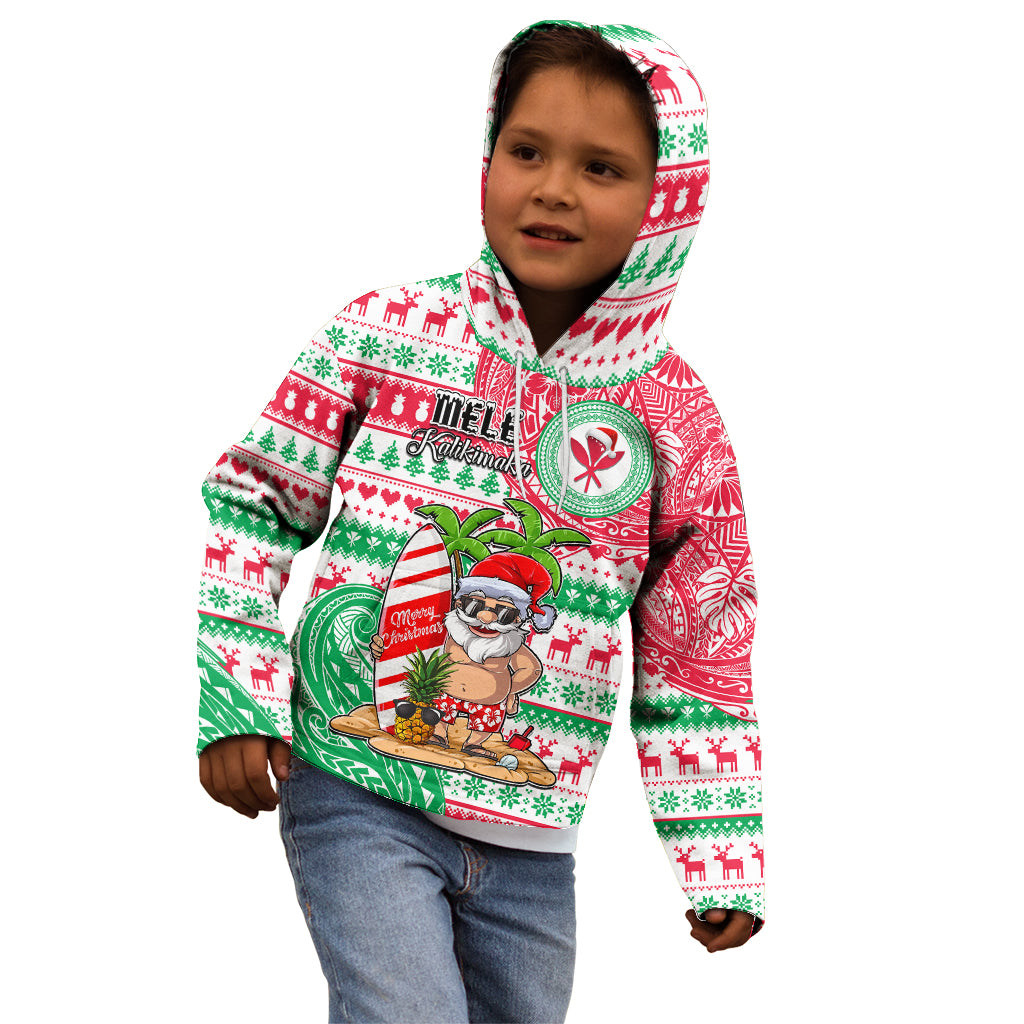 Personalized Hawaii Christmas Kid Hoodie Santa Claus Surf Mele Kalikimaka LT05 - Polynesian Pride
