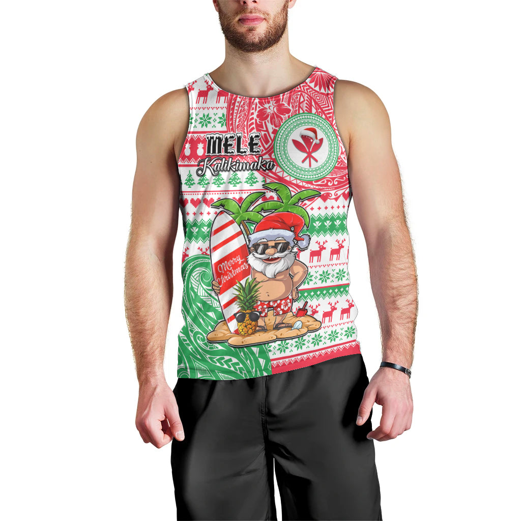 Personalized Hawaii Christmas Men Tank Top Santa Claus Surf Mele Kalikimaka LT05 - Polynesian Pride