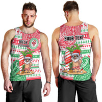 Personalized Hawaii Christmas Men Tank Top Santa Claus Surf Mele Kalikimaka LT05 - Polynesian Pride