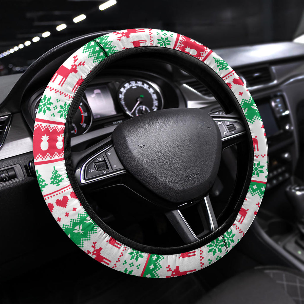 Personalized Hawaii Christmas Steering Wheel Cover Santa Claus Surf Mele Kalikimaka