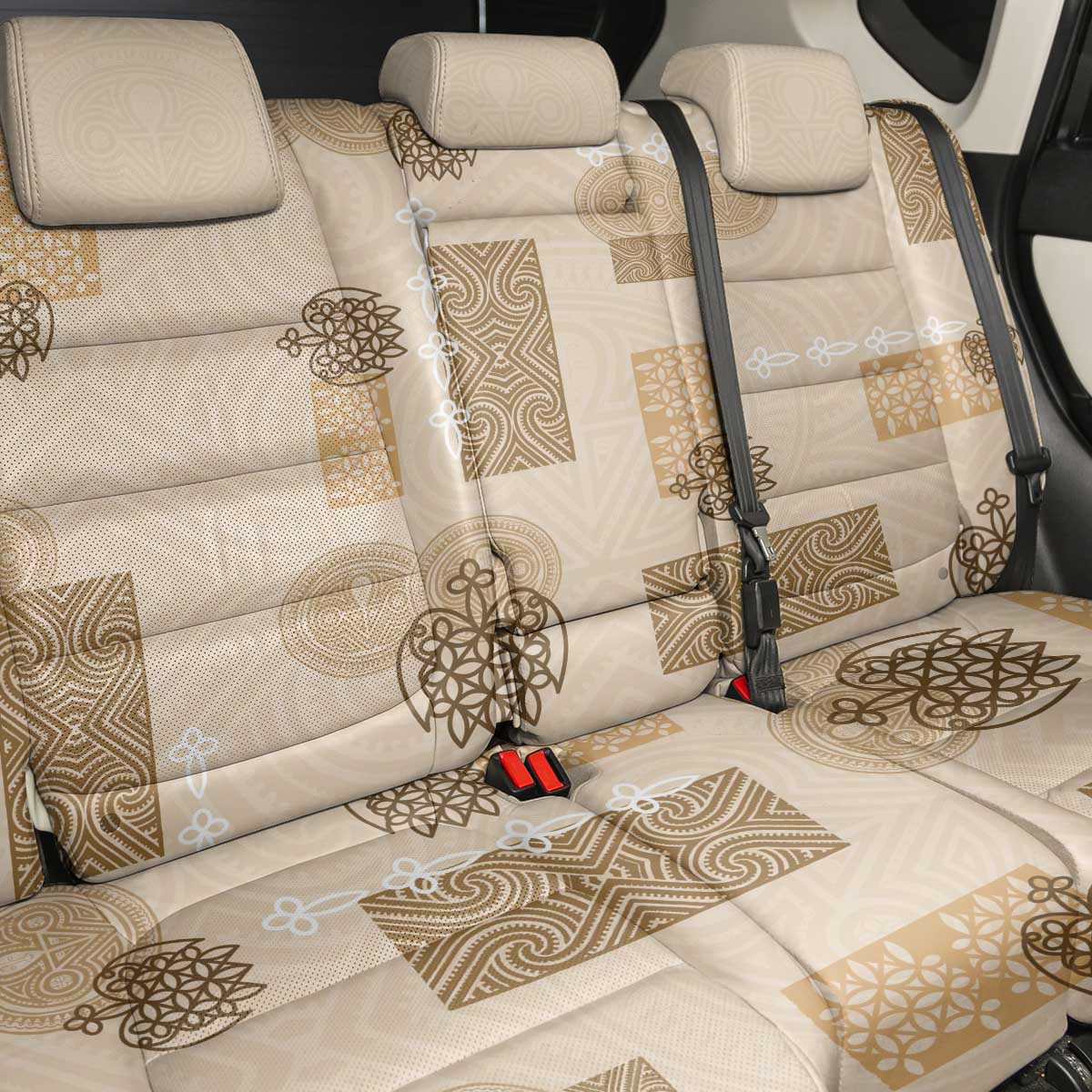 Vintage Lapita Back Car Seat Cover Iconic Double Face Pattern Beige