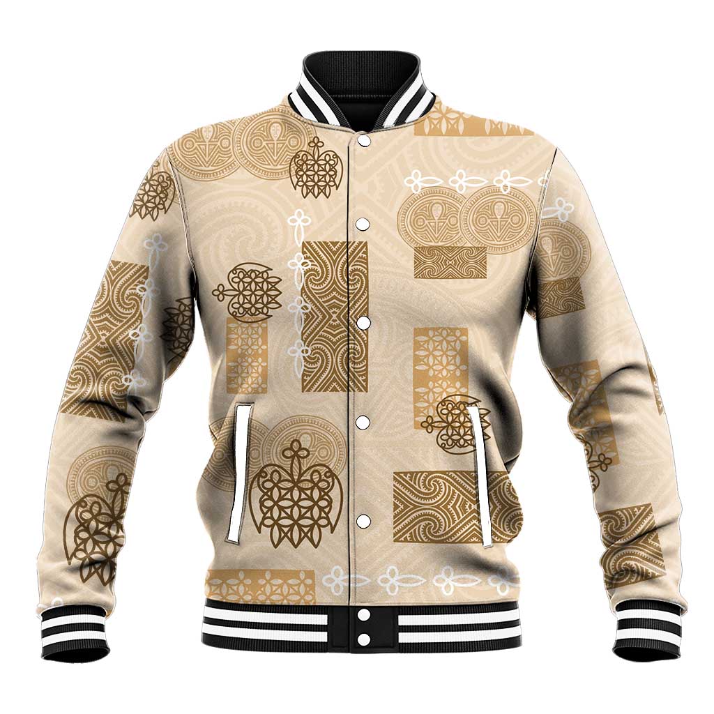 Vintage Lapita Baseball Jacket Iconic Double Face Pattern Beige LT05 Unisex Beige - Polynesian Pride