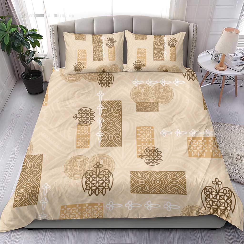 Vintage Lapita Bedding Set Iconic Double Face Pattern Beige