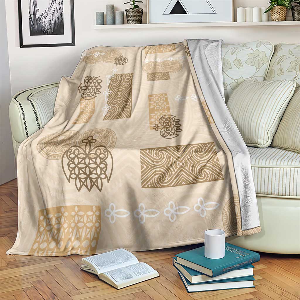 Vintage Lapita Blanket Iconic Double Face Pattern Beige LT05 Beige - Polynesian Pride