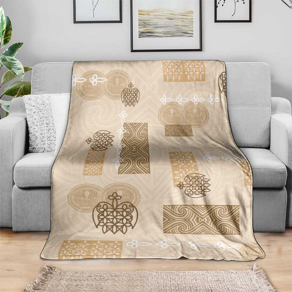 Vintage Lapita Blanket Iconic Double Face Pattern Beige LT05 - Polynesian Pride