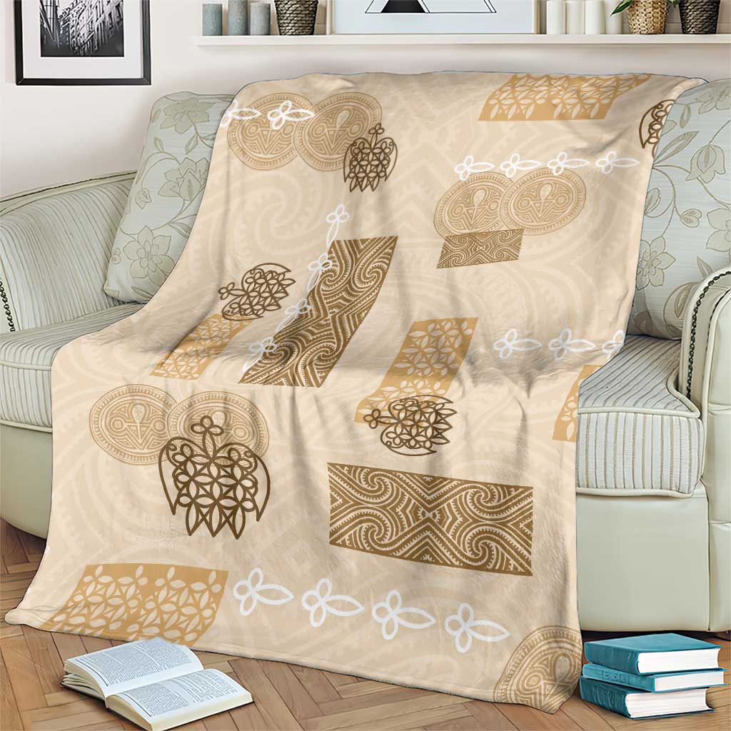 Vintage Lapita Blanket Iconic Double Face Pattern Beige LT05 - Polynesian Pride