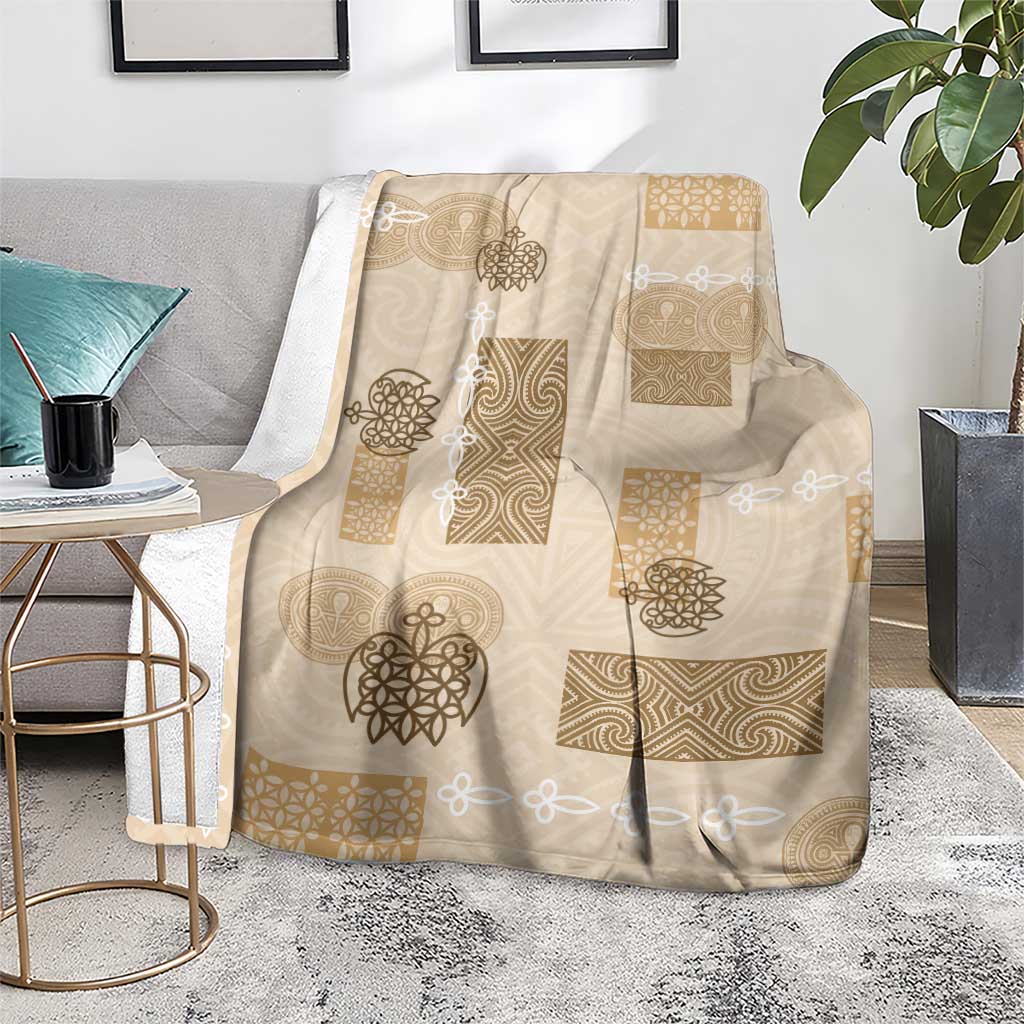 Vintage Lapita Blanket Iconic Double Face Pattern Beige LT05 - Polynesian Pride