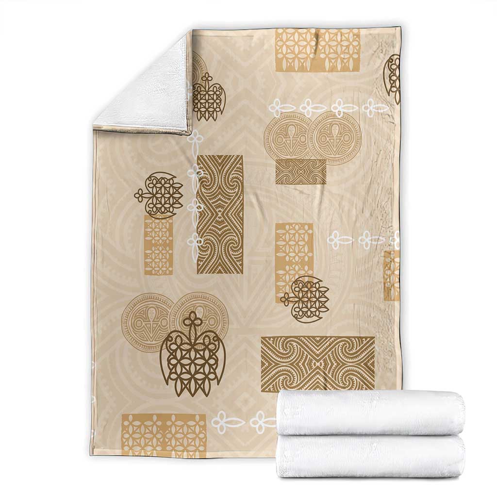 Vintage Lapita Blanket Iconic Double Face Pattern Beige LT05 - Polynesian Pride