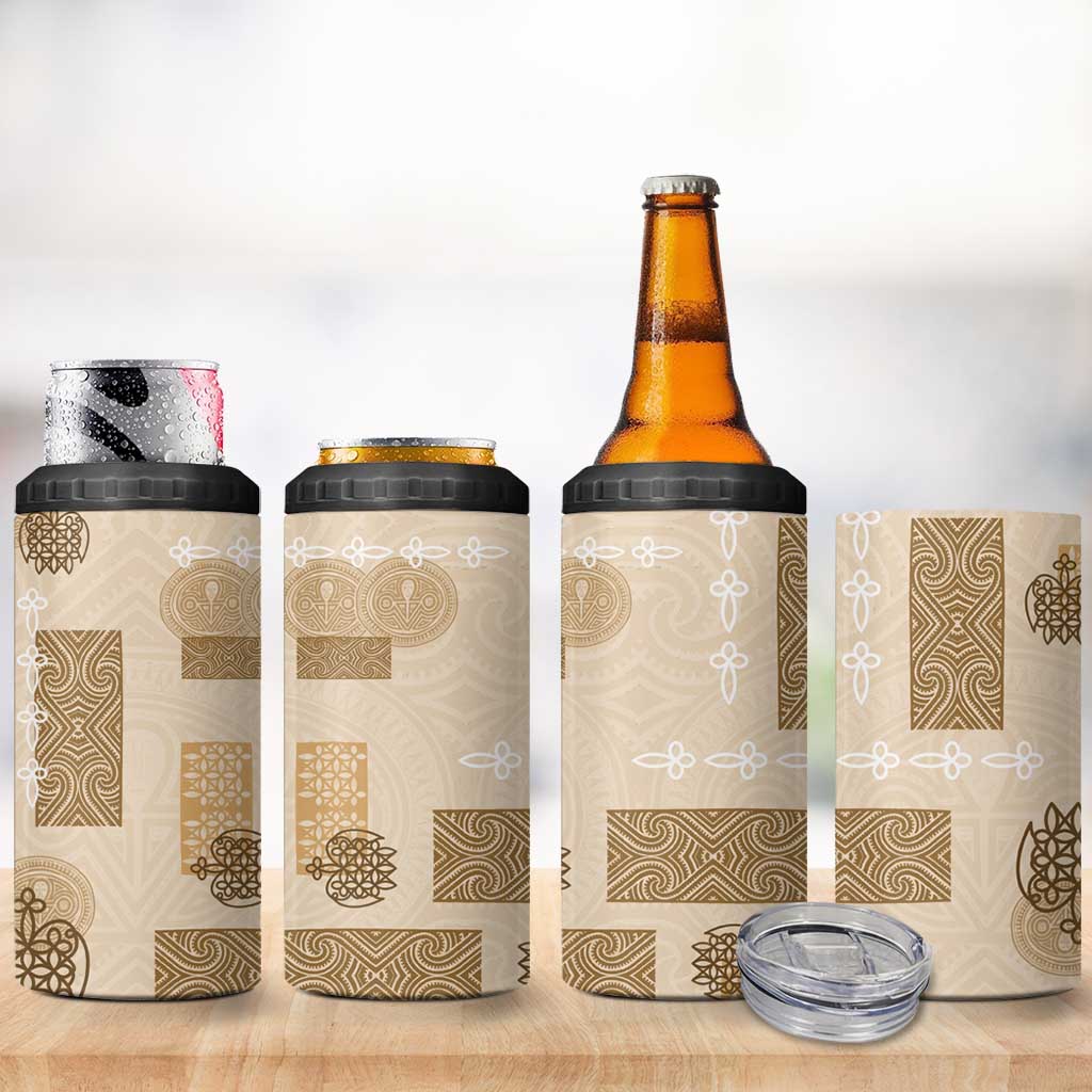 Vintage Lapita 4 in 1 Can Cooler Tumbler Iconic Double Face Pattern Beige LT05 - Polynesian Pride