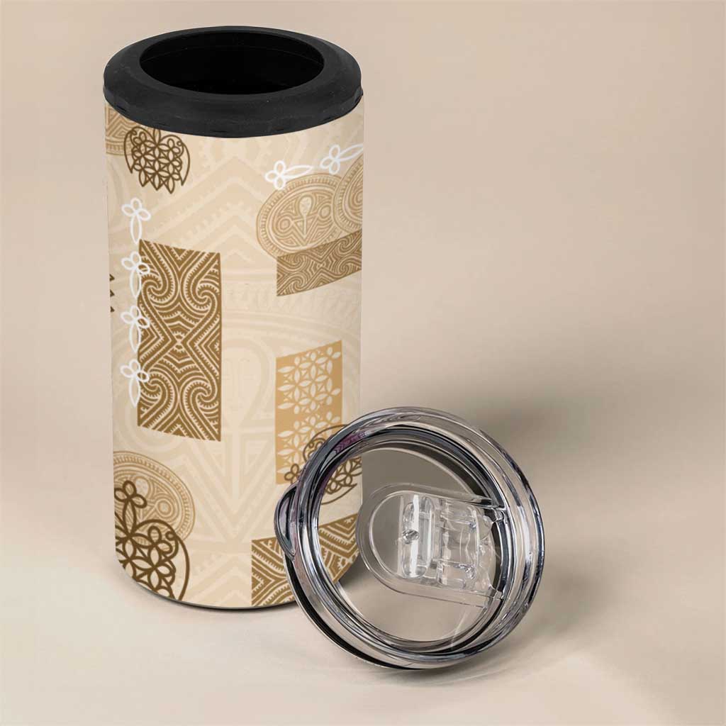 Vintage Lapita 4 in 1 Can Cooler Tumbler Iconic Double Face Pattern Beige LT05 - Polynesian Pride