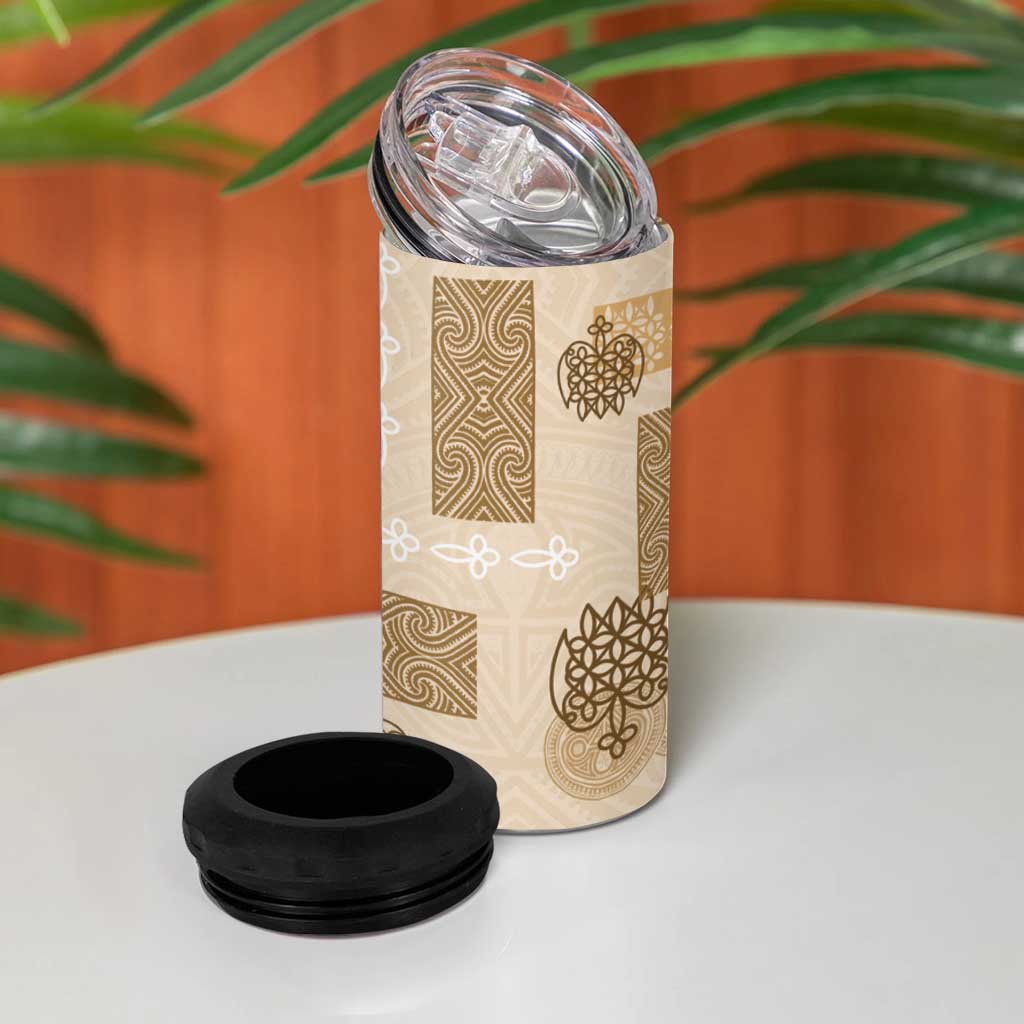 Vintage Lapita 4 in 1 Can Cooler Tumbler Iconic Double Face Pattern Beige LT05 - Polynesian Pride