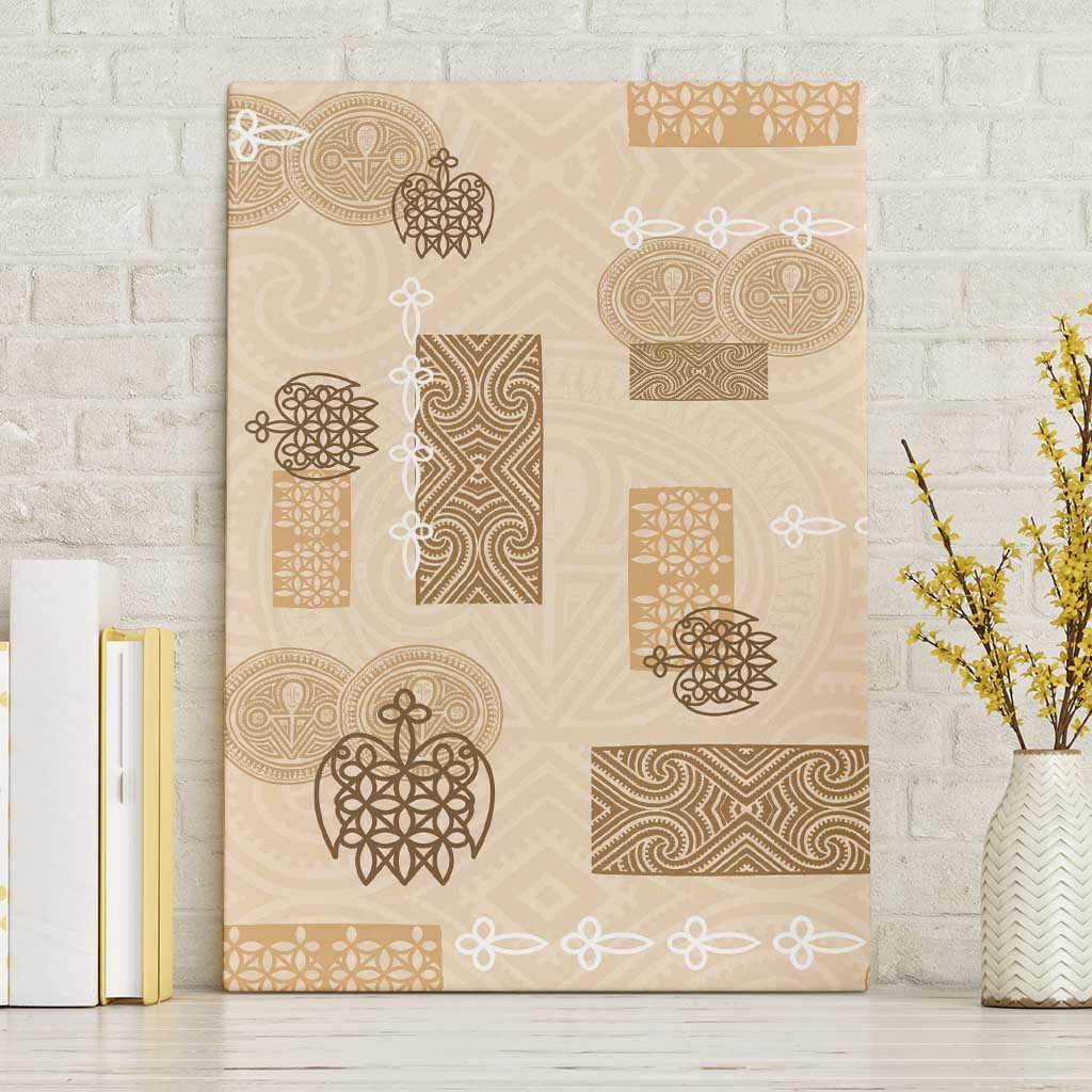 Vintage Lapita Canvas Wall Art Iconic Double Face Pattern Beige LT05 Without Frame Beige - Polynesian Pride
