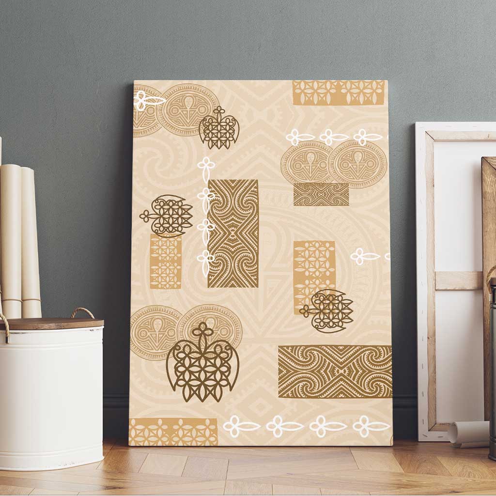 Vintage Lapita Canvas Wall Art Iconic Double Face Pattern Beige LT05 - Polynesian Pride