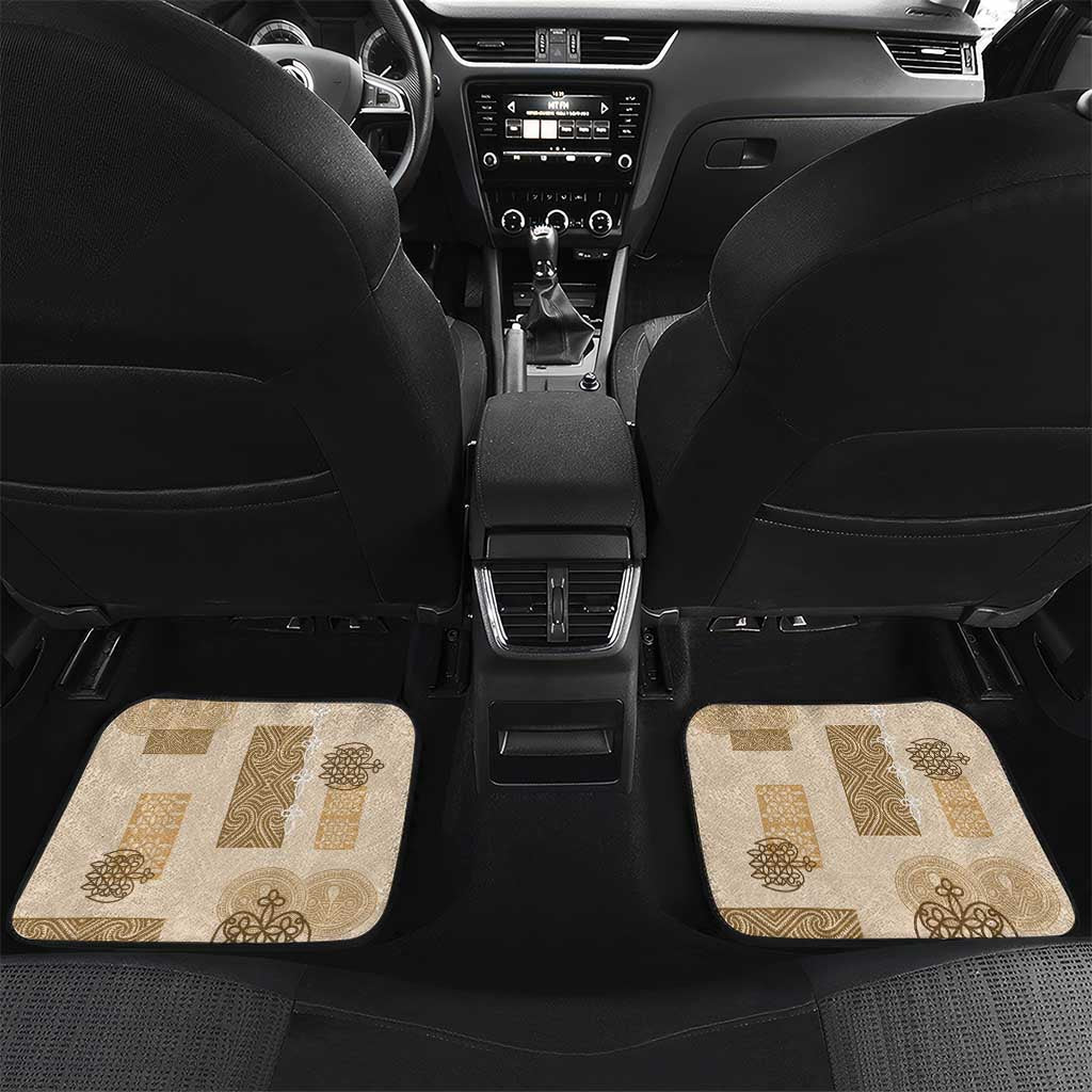 Vintage Lapita Car Mats Iconic Double Face Pattern Beige LT05 Set 2pcs - Back Beige - Polynesian Pride