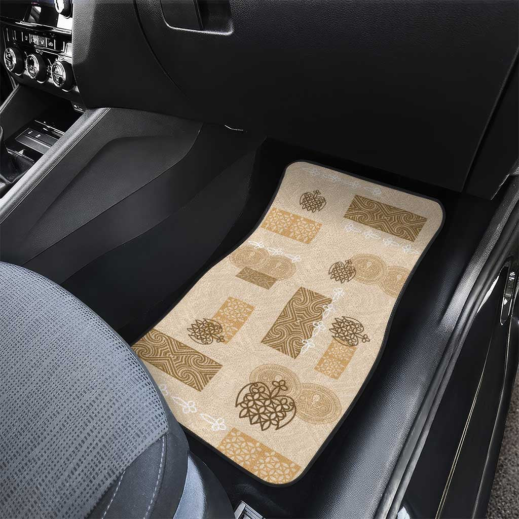 Vintage Lapita Car Mats Iconic Double Face Pattern Beige LT05 - Polynesian Pride