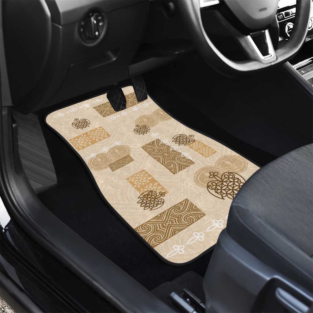 Vintage Lapita Car Mats Iconic Double Face Pattern Beige LT05 - Polynesian Pride