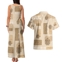 Vintage Lapita Couples Matching Tank Maxi Dress and Hawaiian Shirt Iconic Double Face Pattern Beige LT05 - Polynesian Pride