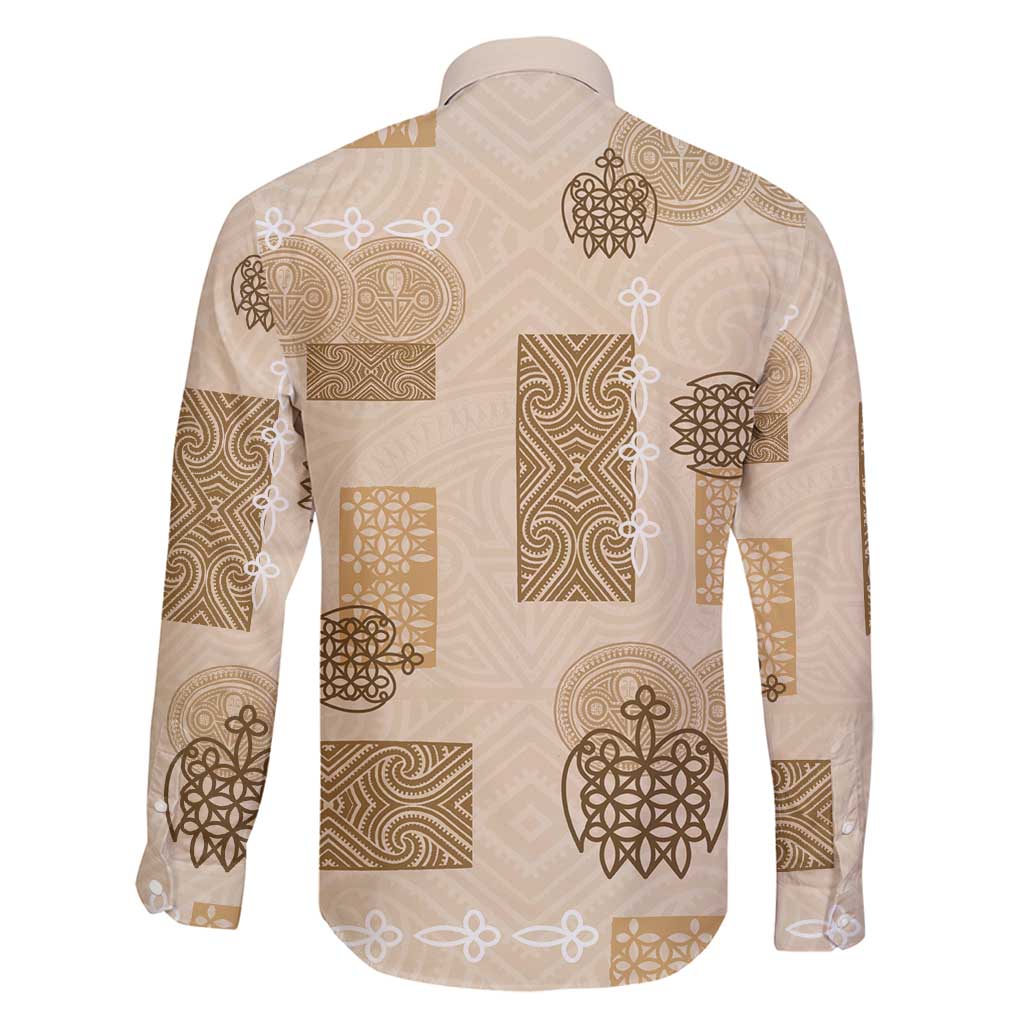 Vintage Lapita Family Matching Mermaid Dress and Hawaiian Shirt Iconic Double Face Pattern Beige