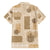 Vintage Lapita Family Matching Off Shoulder Maxi Dress and Hawaiian Shirt Iconic Double Face Pattern Beige