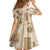 Vintage Lapita Family Matching Off Shoulder Short Dress and Hawaiian Shirt Iconic Double Face Pattern Beige
