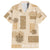 Vintage Lapita Family Matching Off Shoulder Short Dress and Hawaiian Shirt Iconic Double Face Pattern Beige