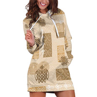 Vintage Lapita Hoodie Dress Iconic Double Face Pattern Beige