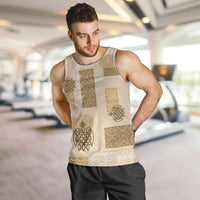 Vintage Lapita Men Tank Top Iconic Double Face Pattern Beige LT05 Beige - Polynesian Pride