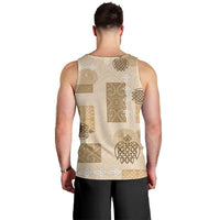 Vintage Lapita Men Tank Top Iconic Double Face Pattern Beige LT05 - Polynesian Pride