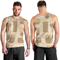 Vintage Lapita Men Tank Top Iconic Double Face Pattern Beige LT05 - Polynesian Pride