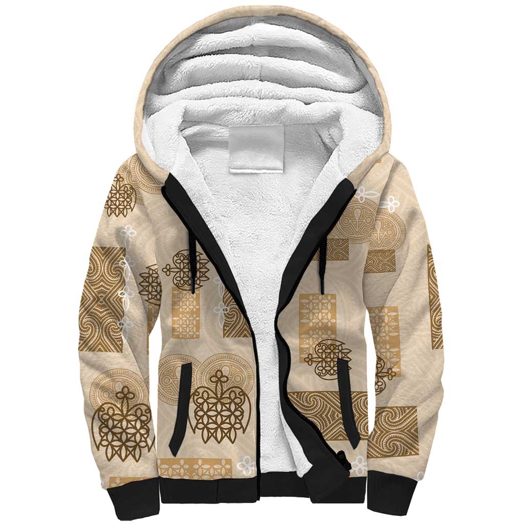 Vintage Lapita Sherpa Hoodie Iconic Double Face Pattern Beige LT05 Unisex Beige - Polynesian Pride