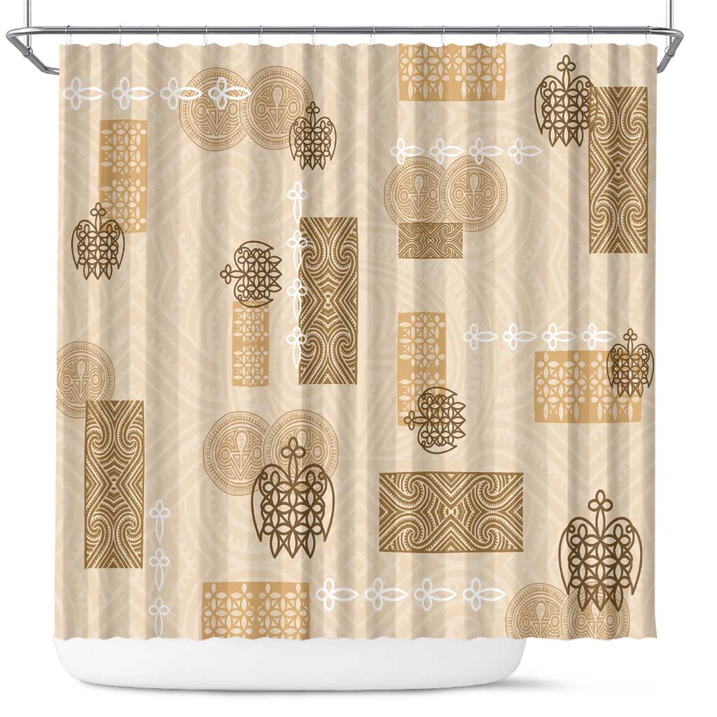Vintage Lapita Shower Curtain Iconic Double Face Pattern Beige