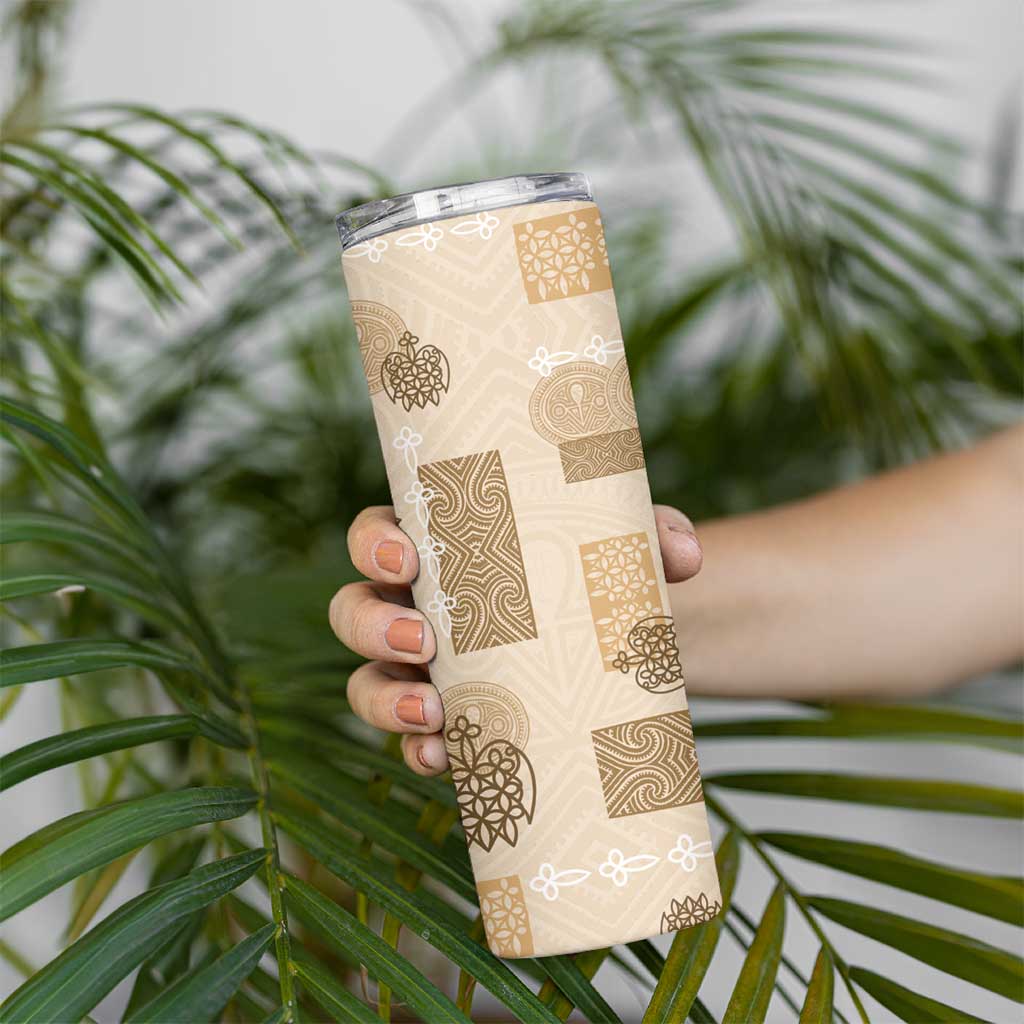 Vintage Lapita Skinny Tumbler Iconic Double Face Pattern Beige