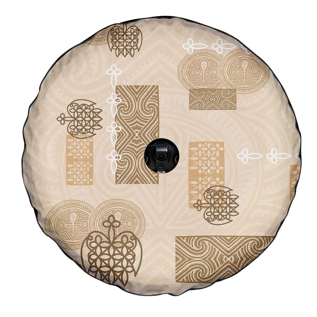 Vintage Lapita Spare Tire Cover Iconic Double Face Pattern Beige