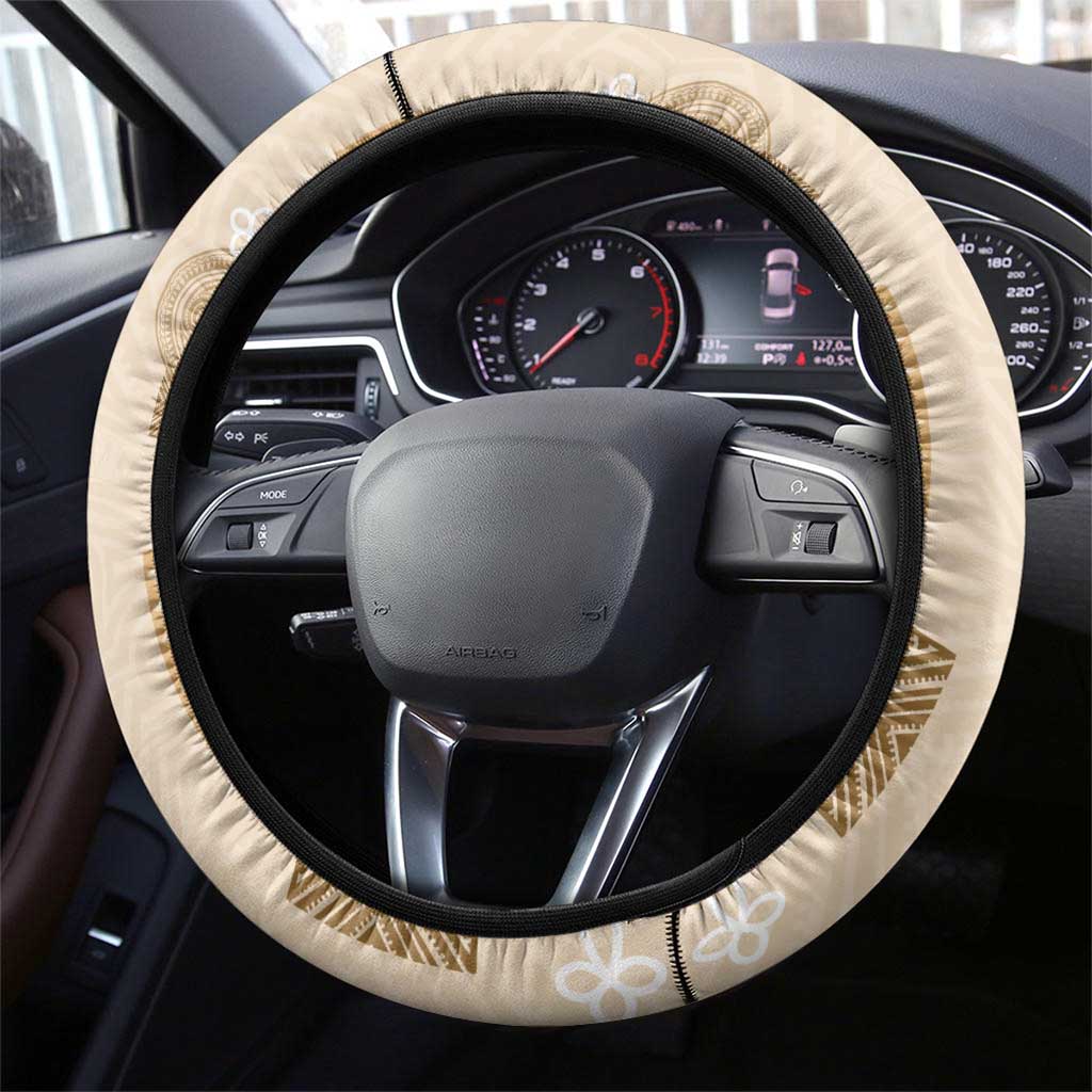 Vintage Lapita Steering Wheel Cover Iconic Double Face Pattern Beige LT05 - Polynesian Pride