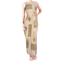Vintage Lapita Tank Maxi Dress Iconic Double Face Pattern Beige